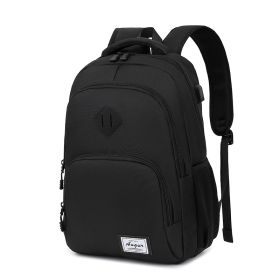 Backpack Simple And Lightweight Charging With USB Interface (Option: Pure Black)